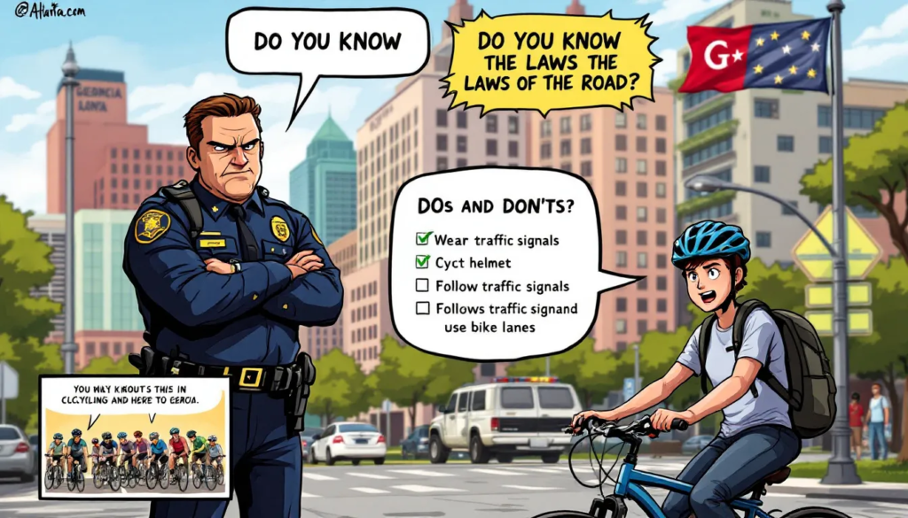 A police officer conducting an inspection of a cyclist, emphasizing legal consequences and enforcement.